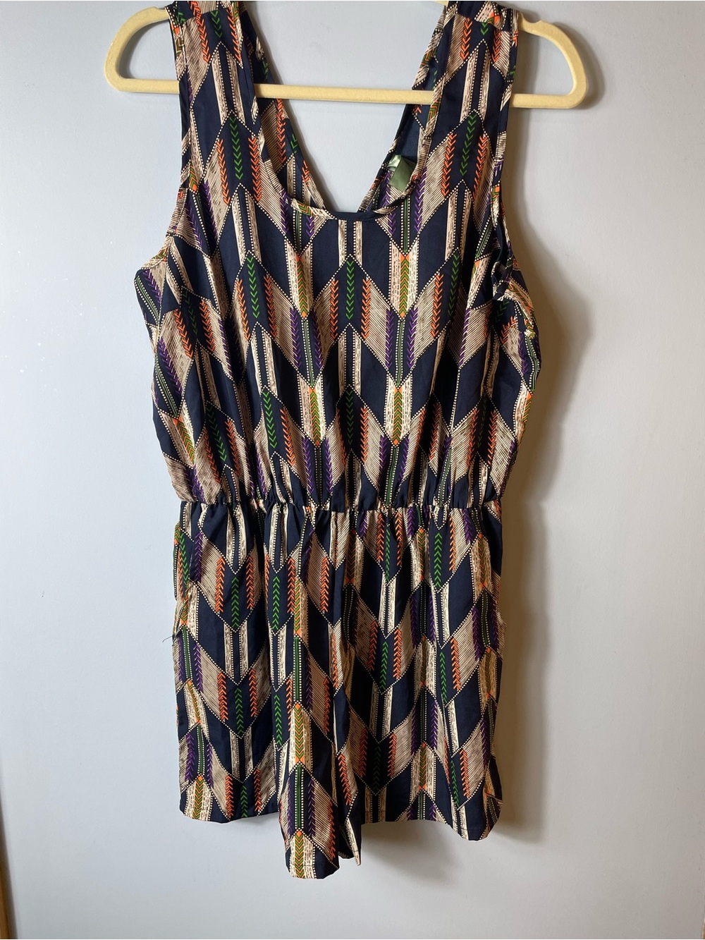 Mint Green Navy Geometric Print Sleeveless Romper